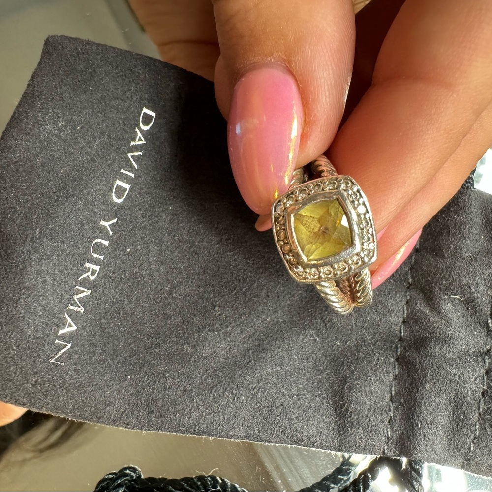 David Yurman Petite Albion Ring with Prasiolite & Diamonds (size 7)